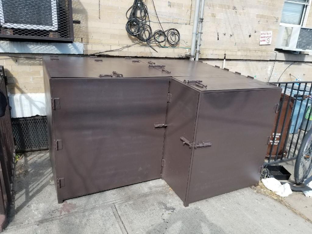 solid steel custom trash bin, rodent and human proof.