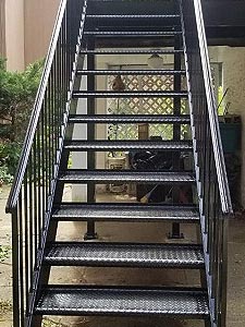 outside stair builder diamond plate open treads railings