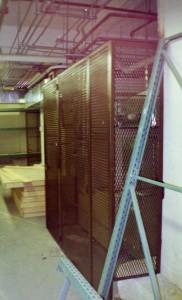 Expanded metal steel welded cage security room with furnace door