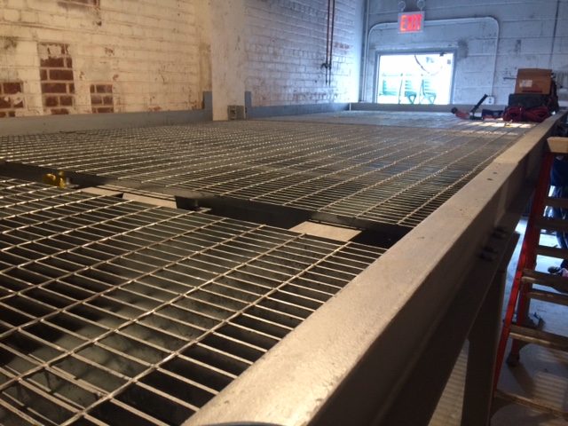 catwalk mezzanine for mechanical room with galvanized grating