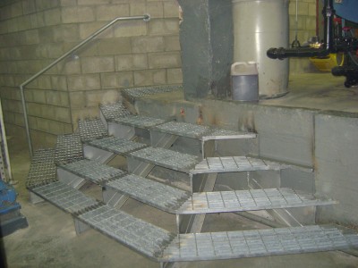 Custom galvanized industrial basement mechanical staircase rustproof new york brooklyn