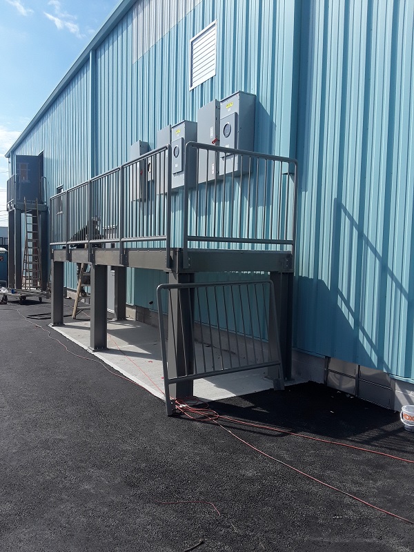 mechanical room catwalk with removable guard rails