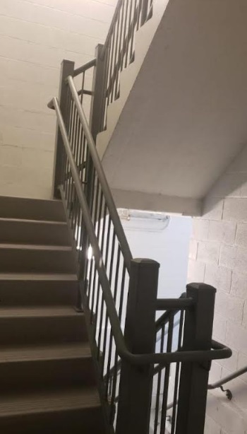 12 continuous staircase guard railings with handrails for fire stairs, Long Island