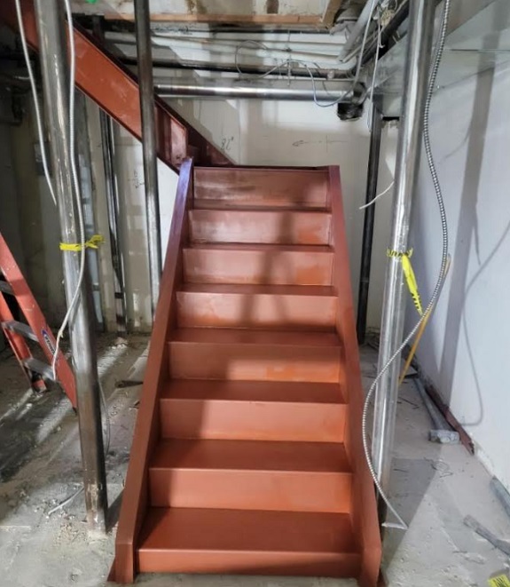 Basement steel pan indoor staircases, Brooklyn