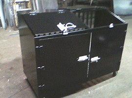 welded steel commercial 2 can garbage can bin painted black with 4 inch wheels
