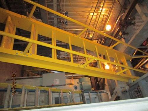 Boiler room catwalks fixed ship ladders constructed structural steel grating bolts