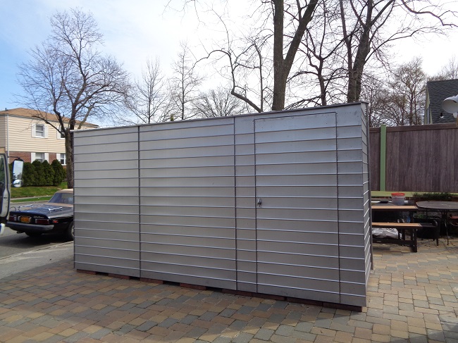 tall metal trash enclosure bin