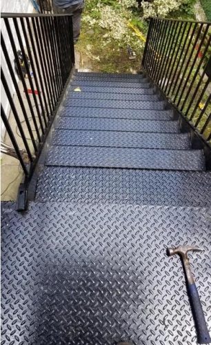 custom exterior steps landing picket railings installed home