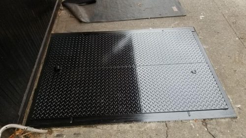 flush diamond plate steel sidewalk door installation panels