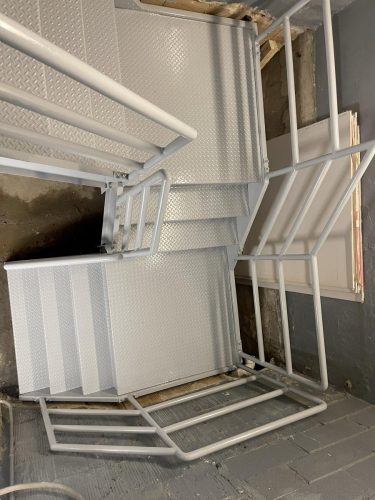 commercial indoor steel staircase fireproof construction fabricated queens