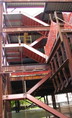 structural multi-story egress staircase outdoor steel frames